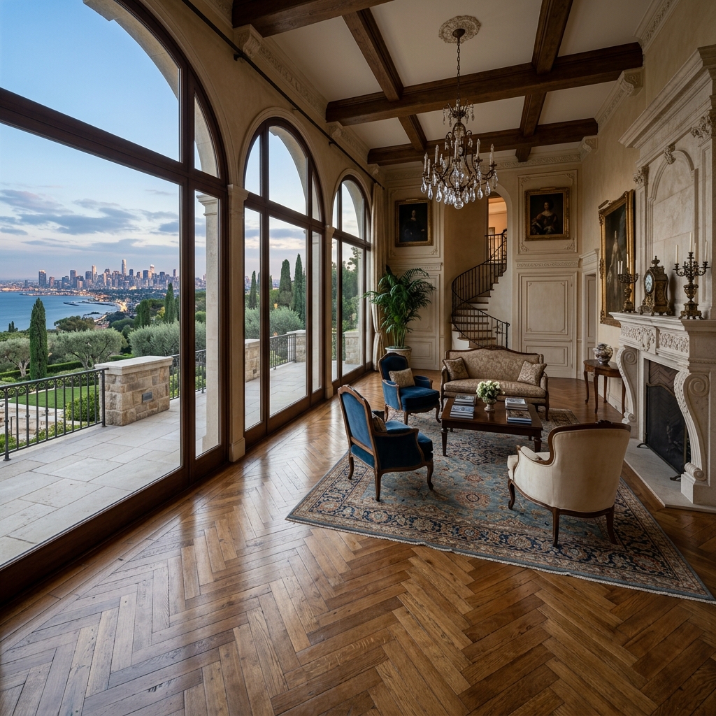 Villa-Etage mit Skylineblick